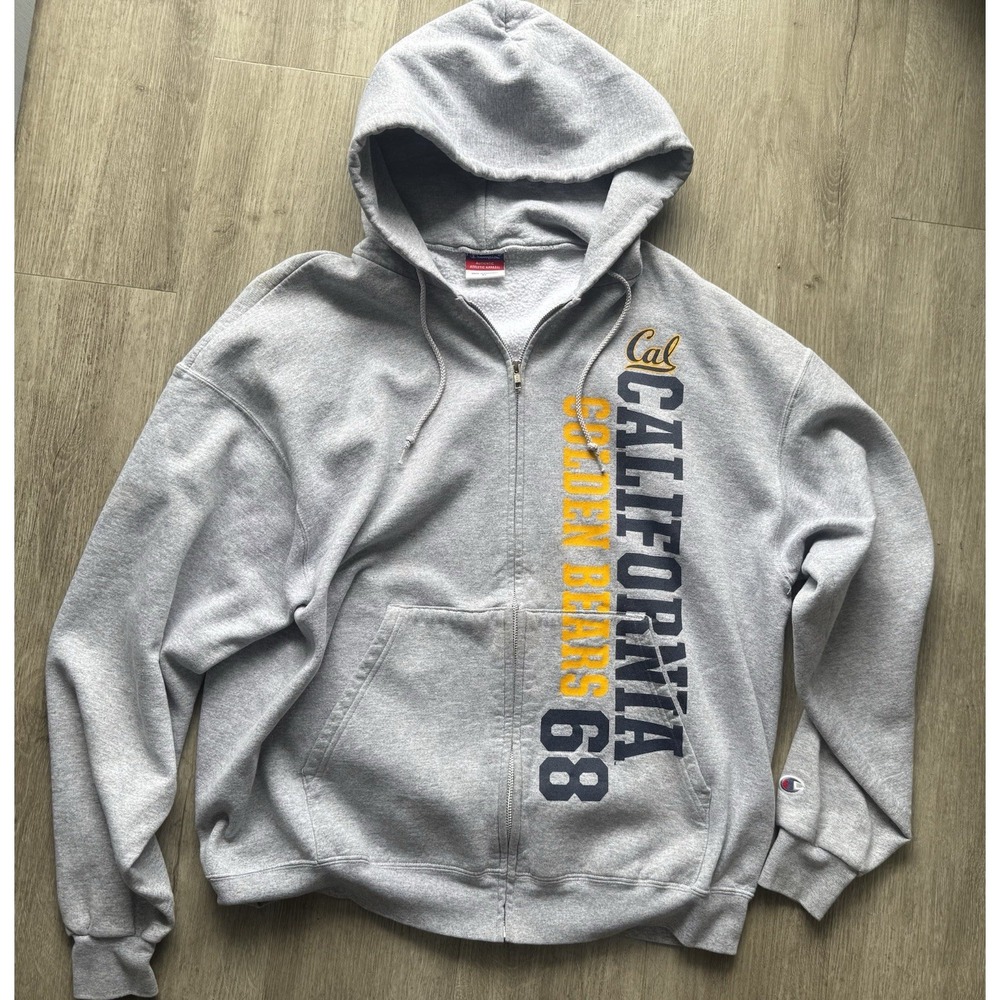 Champion Cal Golden Bears Full Zip Hoodie Gray Fleece XL NCAA UC Berkeley